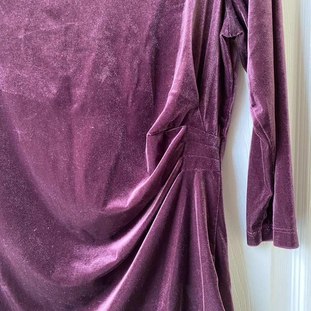 Jones New York Velour Purple 3/4 Sleeve Shirt Sz S - Picture 2 of 3
